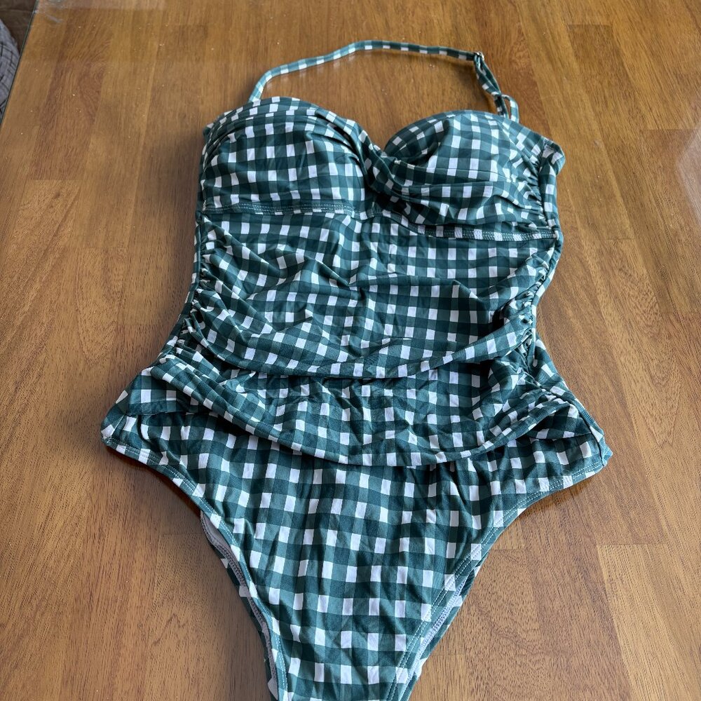 Anne Cole Twist Front Shirred One Piece Swim Suit Sz 10